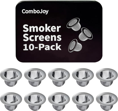 10 PCS Whiskey Smoker Filter Screens, Stainless Steel Reusable Mesh Replacement Screens with Metal Tin Storage Case for Cocktail & Whiskey Smoker Kits