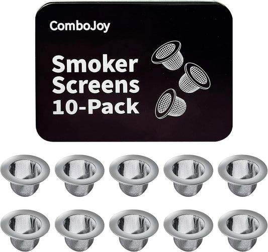 10 PCS Whiskey Smoker Filter Screens, Stainless Steel Reusable Mesh Replacement Screens with Metal Tin Storage Case for Cocktail & Whiskey Smoker Kits